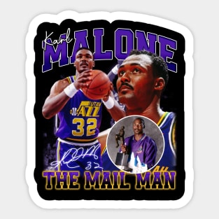 Karl Malone The Mail Man Basketball Legend Signature Vintage Retro 80s 90s Bootleg Rap Style Sticker